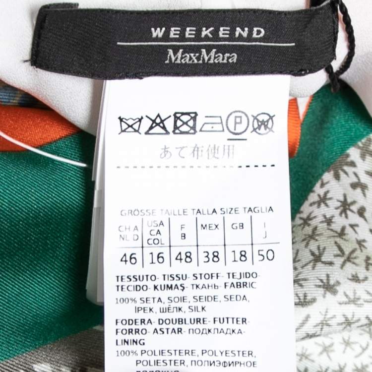 Pre Owned Weekend Max Mara Multicolored Printed Silk Midi Abil Dress XL