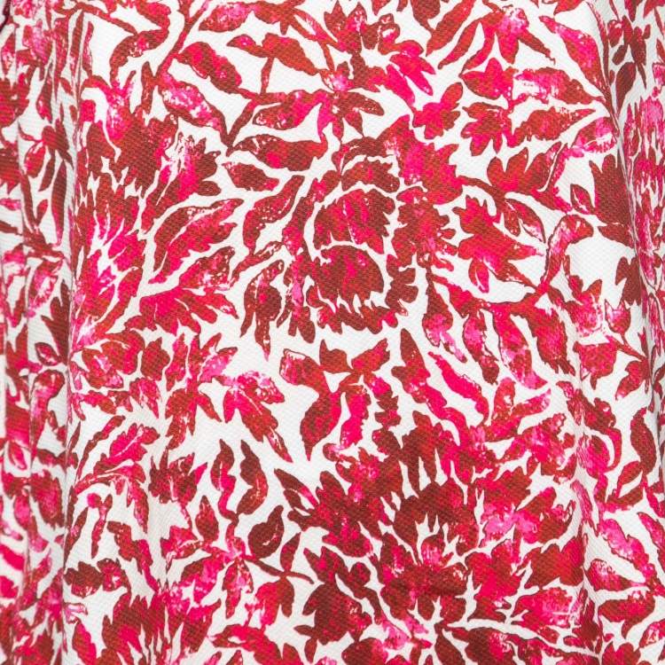 Pre Owned Weekend Max Mara Red Floral Printed Cotton Sleeveless Alfiere Dress M