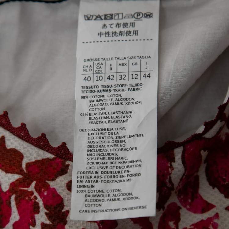 Pre Owned Weekend Max Mara Red Floral Printed Cotton Sleeveless Alfiere Dress M