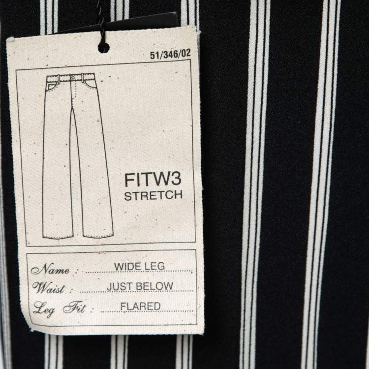 Pre Owned Weekend Max Mara Black Striped Crepe Wide-Leg Trousers M