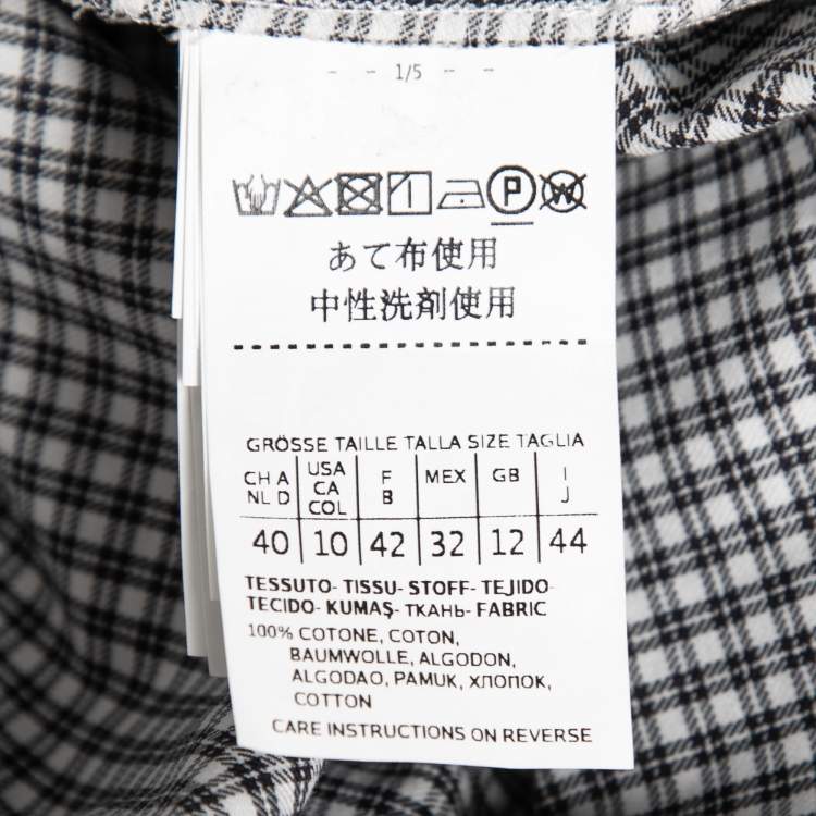 Pre Owned Weekend Max Mara Black Checked Cotton Button Front Tunic M