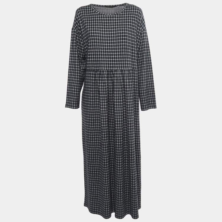 Pre Owned Weekend Max Mara Grey & Black Checked Fleece Maxi Dress 2XL