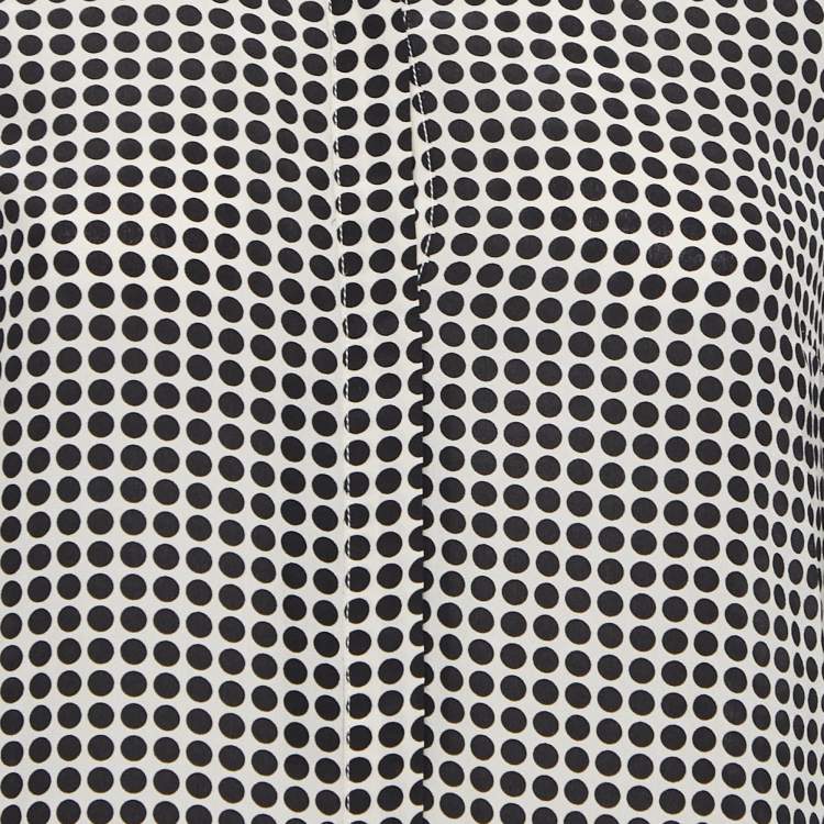 Pre Owned Weekend Max Mara Monochrome Polka Dot Printed Silk Estella Long Sleeve Dress S