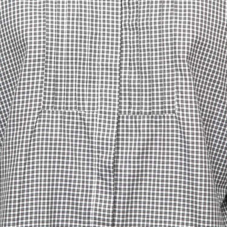 Pre Owned Weekend Max Mara Black Checked Cotton Pleated Front Blouse L
