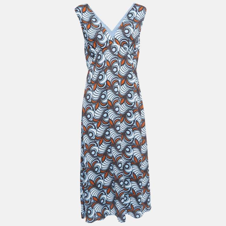 ワンピース WEEKEND MAX MARA Woman Dress Blue 2515321012600 017 MAX MARA WEEKEND Square Printed V Neck Dress Blue M | PLAYFUL
