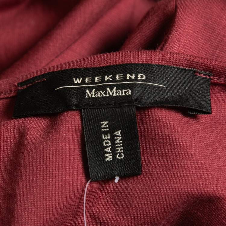 Pre Owned Weekend Max Mara Pink Jersey Tie Detail Geranio Midi Dress M
