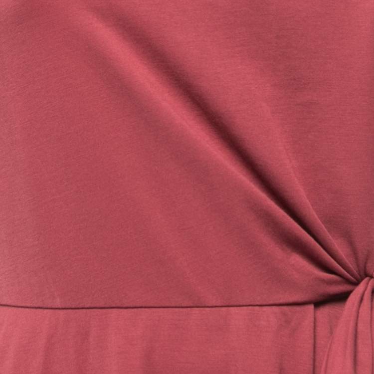 Pre Owned Weekend Max Mara Pink Jersey Tie Detail Geranio Midi Dress M