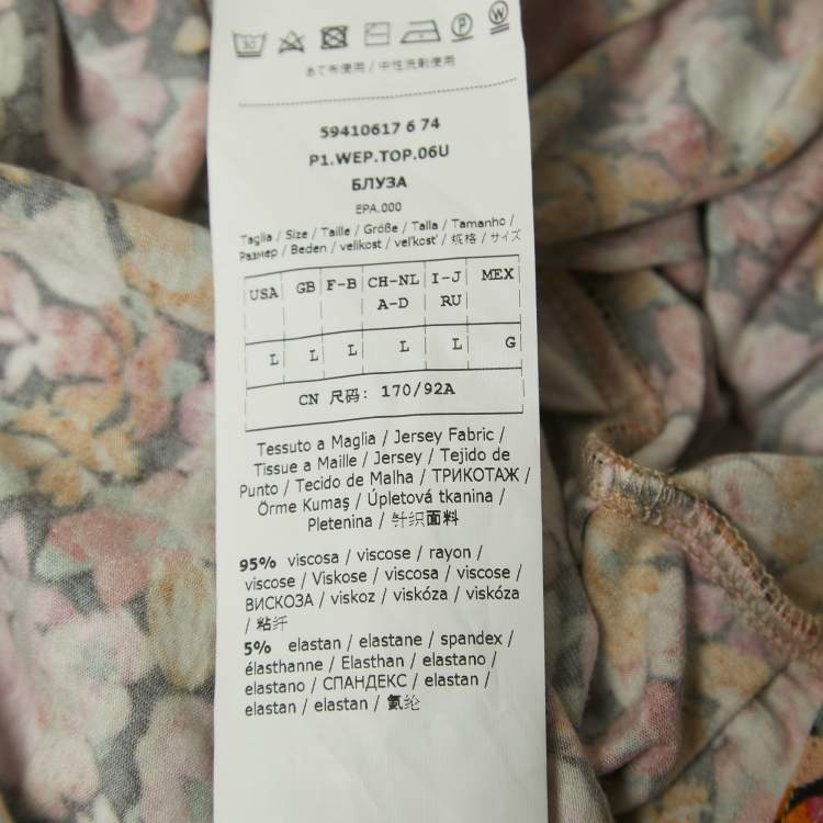 Pre Owned Weekend Max Mara Multicolor Floral Printed Jersey Top L