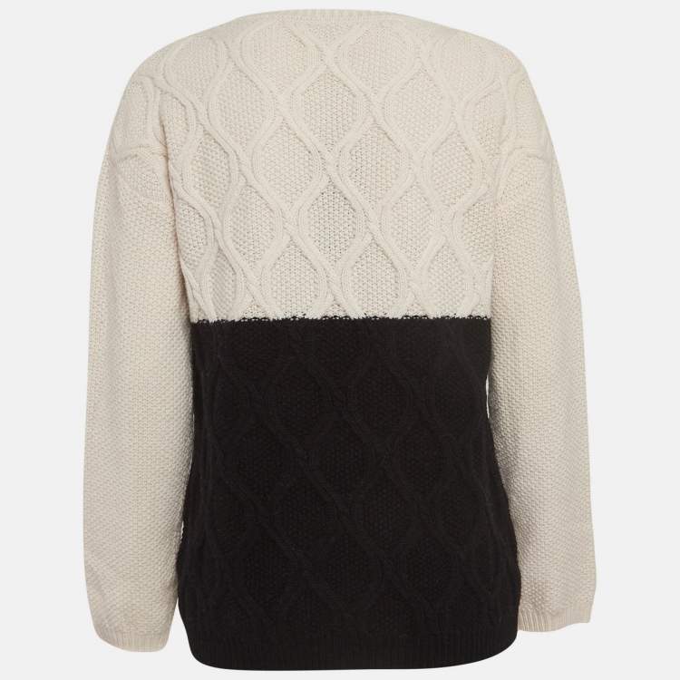 Pre Owned Weekend Max Mara Colourblocked Cable Knit Panaream Sweater L