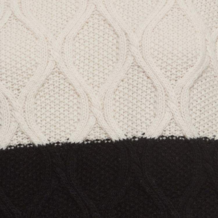 Pre Owned Weekend Max Mara Colourblocked Cable Knit Panaream Sweater L