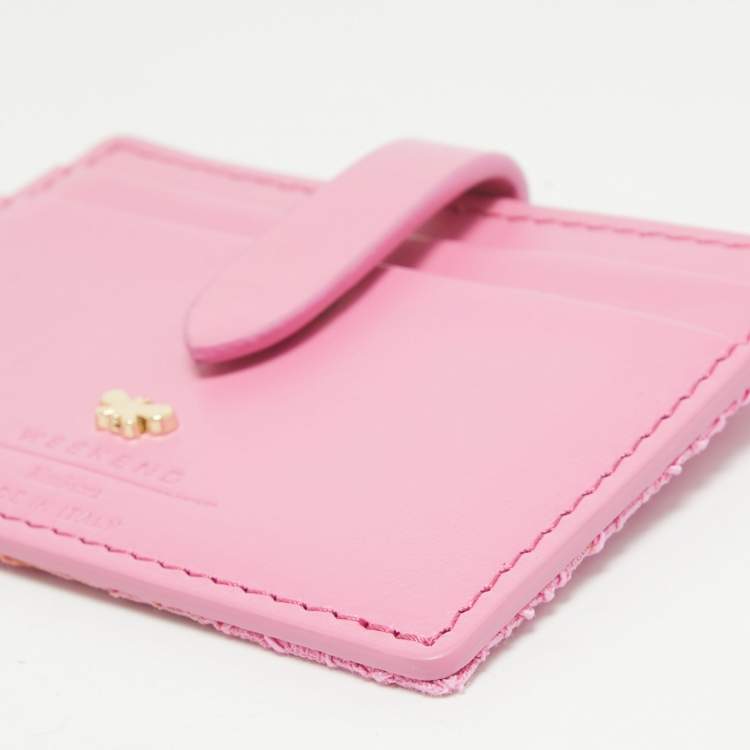 Pre Owned Weekend Max Mara Pink Lace and Leather Card Holder