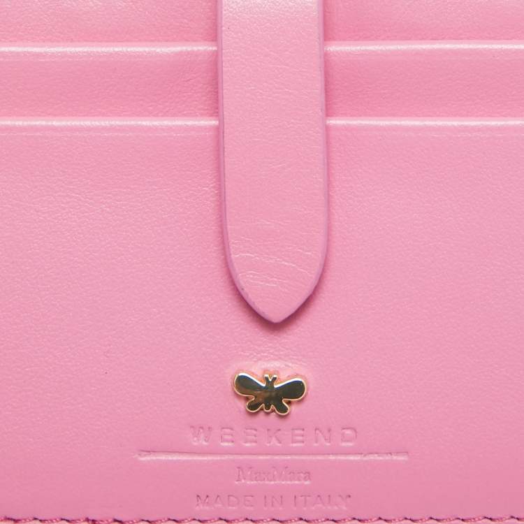 Pre Owned Weekend Max Mara Pink Lace and Leather Card Holder