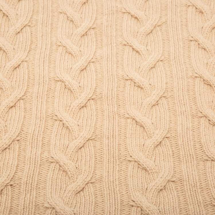 Pre Owned Weekend Max Mara Beige Wool Cable-Knit Scarf 