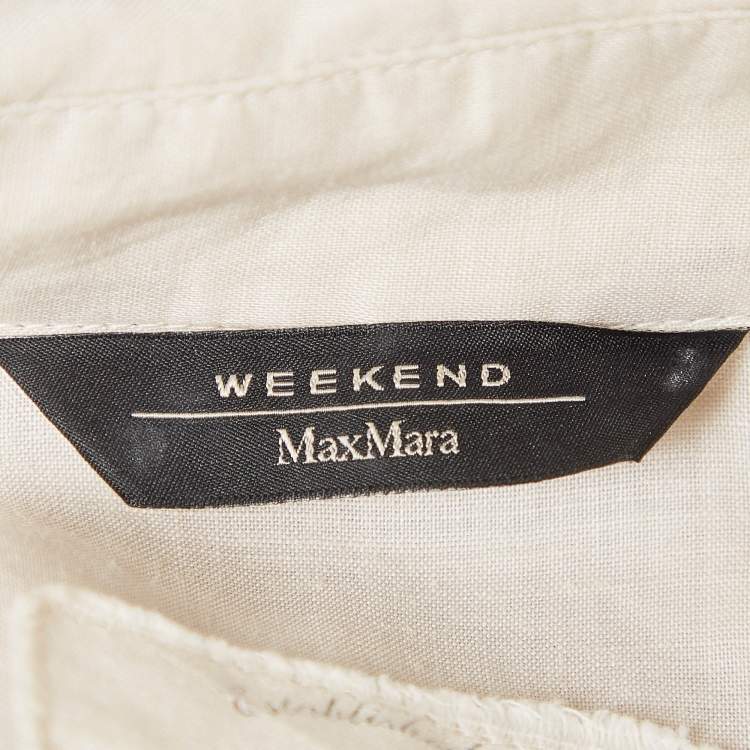 Pre Owned Weekend Max Mara Beige Ramie Pleated Blouse M