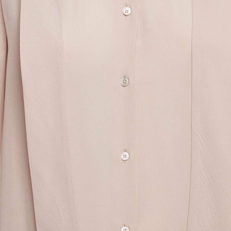 Pre Owned Weekend Max Mara Pink Silk Tie-Neck Shirt S