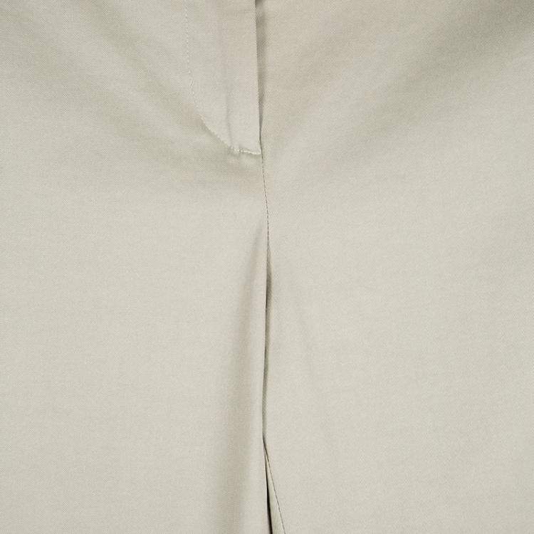 Pre Owned Weekend Max Mara Beige Cotton Wide Leg Modern Trousers L