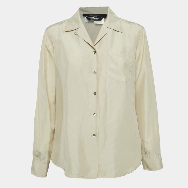 Pre Owned Weekend Max Mara Beige Silk Button Front Shirt M
