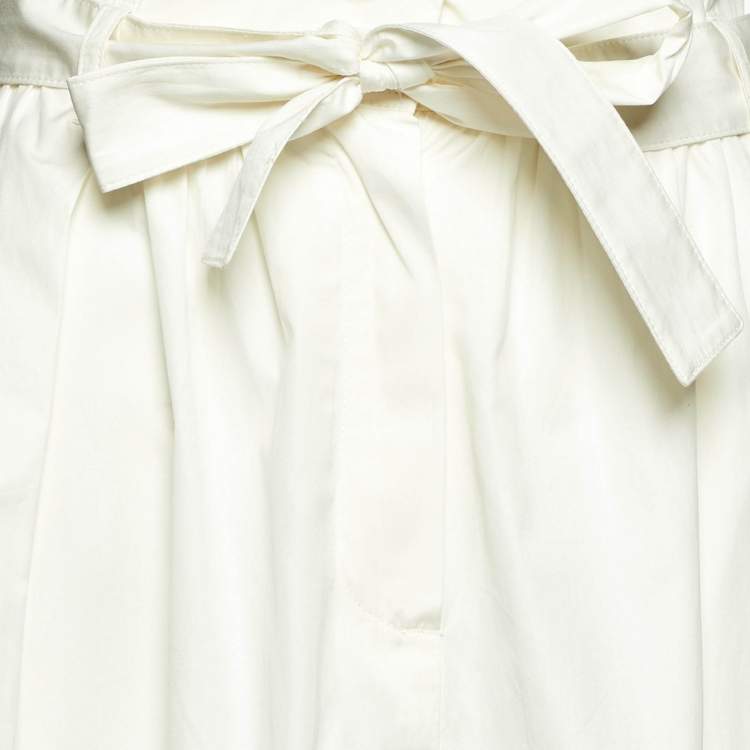 Pre Owned Weekend Max Mara White Cotton Belted Maxi Skirt L