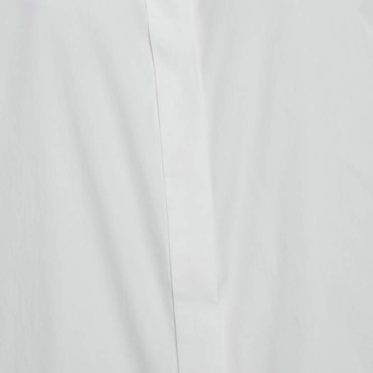 Pre Owned Weekend Max Mara White Cotton Pleated Button Front Tunic M