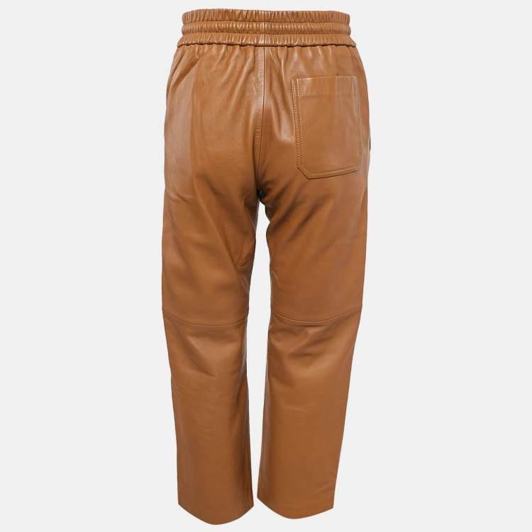 Pre Owned Weekend Max Mara Brown Leather Pants XS