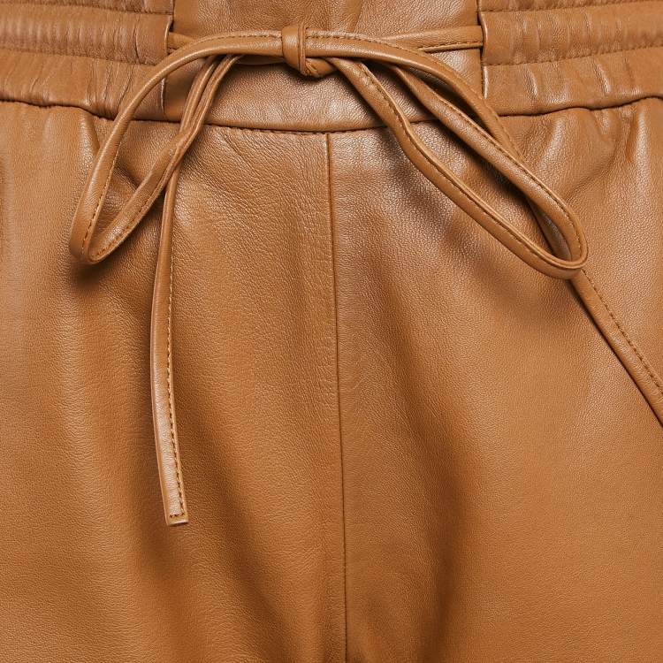 Pre Owned Weekend Max Mara Brown Leather Pants XS