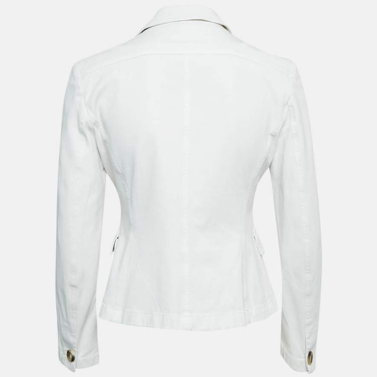 Pre Owned Weekend Max Mara Off White Gabardine Button Front Jacket M
