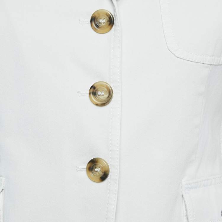 Pre Owned Weekend Max Mara Off White Gabardine Button Front Jacket M