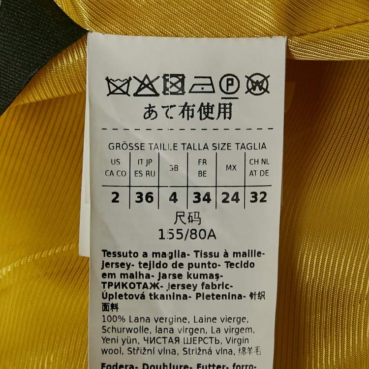 Pre Owned Weekend Max Mara Yellow Wool Felt Mid-Length Coat XS