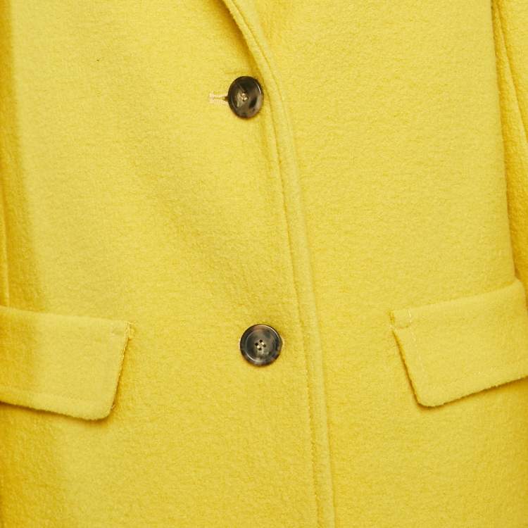 Pre Owned Weekend Max Mara Yellow Wool Felt Mid-Length Coat XS