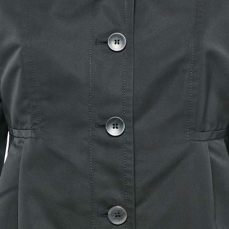 Pre Owned Weekend Max Mara Black Synthetic Pleated Mid-Length Coat M