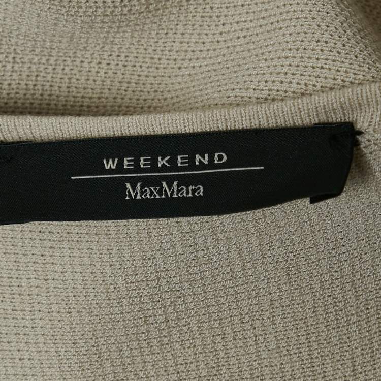 Pre Owned Weekend Max Mara Grey Knit and Silk Layered Top L