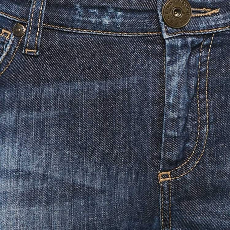 مملوكة مسبقًا Weekend Max Mara Blue Embellished Denim Skinny Cropped Jeans S Waist 28"