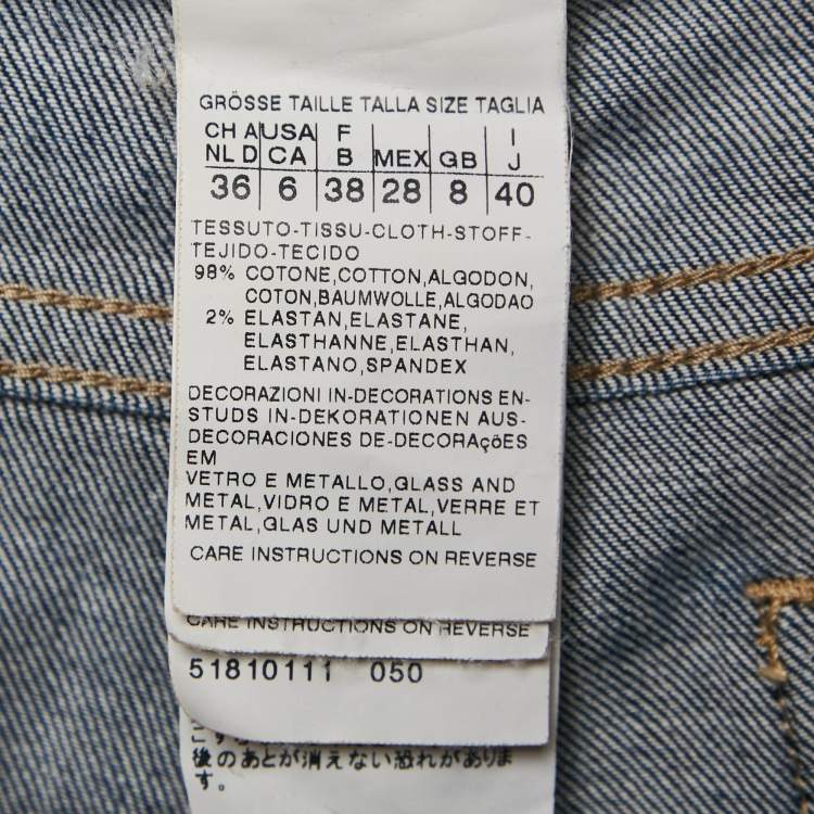 مملوكة مسبقًا Weekend Max Mara Blue Embellished Denim Skinny Cropped Jeans S Waist 28"