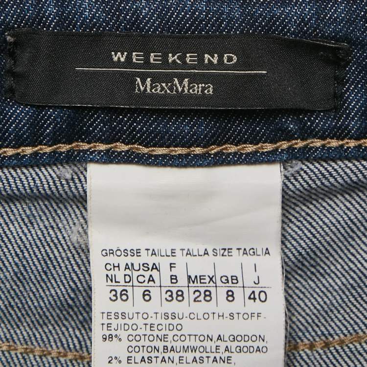 مملوكة مسبقًا Weekend Max Mara Blue Embellished Denim Skinny Cropped Jeans S Waist 28"