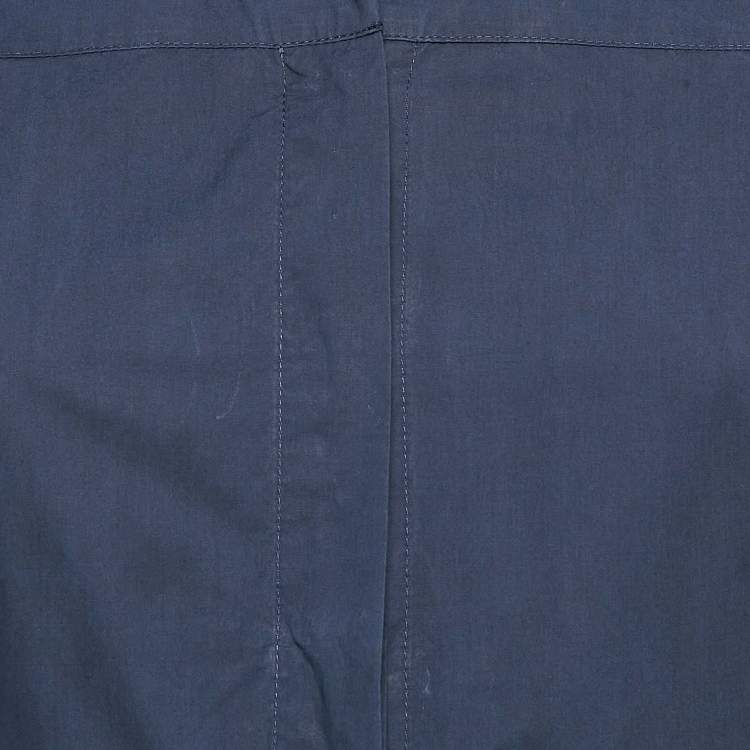 Pre Owned Weekend Max Mara Navy Blue Cotton Cape Sleeve Button Front Shirt Dress S