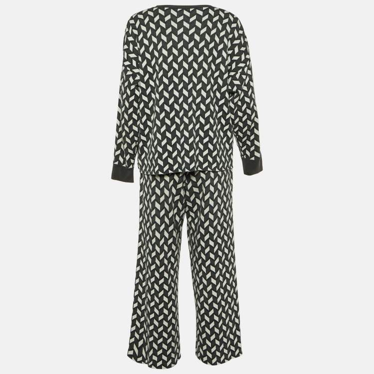 Pre Owned Weekend Max Mara Grey Zig Zag Lurex Knit Co-Ord Set M