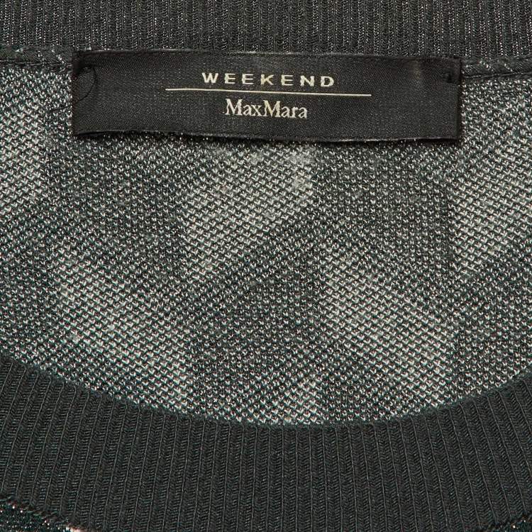 Pre Owned Weekend Max Mara Grey Zig Zag Lurex Knit Co-Ord Set M