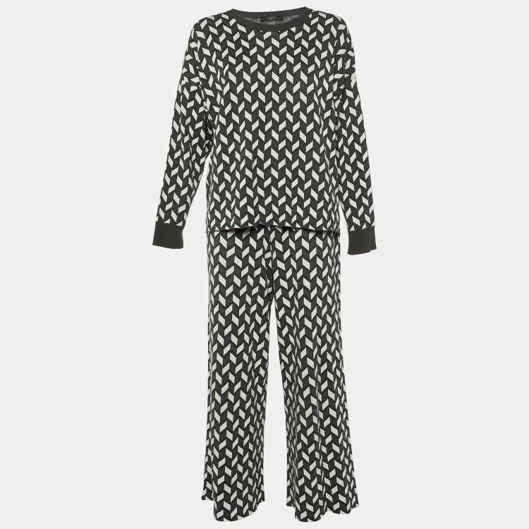 Pre Owned Weekend Max Mara Grey Zig Zag Lurex Knit Co-Ord Set M