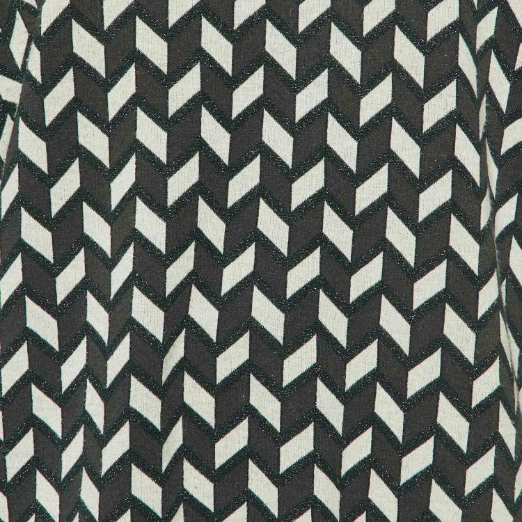 Pre Owned Weekend Max Mara Grey Zig Zag Lurex Knit Co-Ord Set M