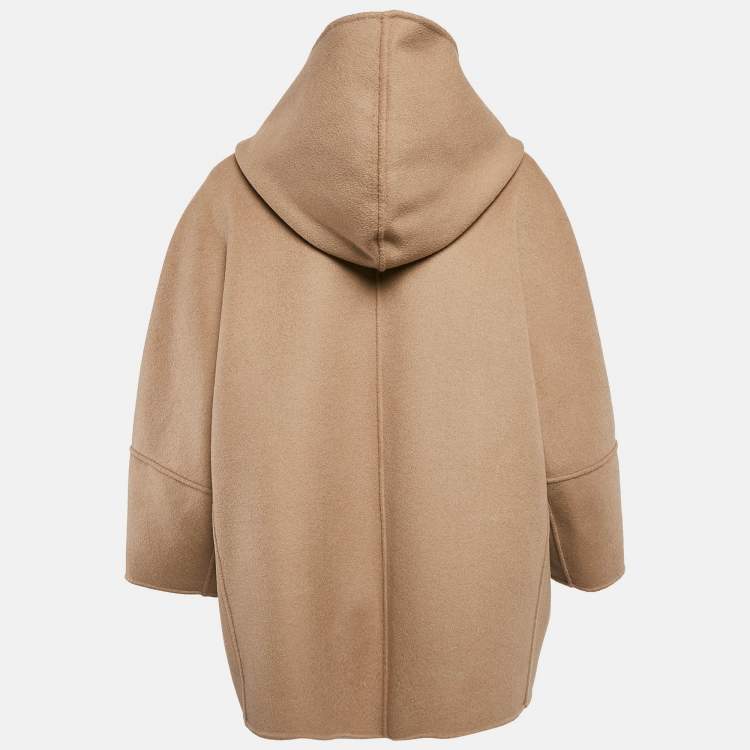 Pre Owned Weekend Max Mara Beige Wool Hooded Falco Coat M
