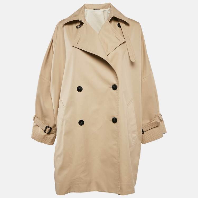 Pre Owned Weekend Max Mara Beige Gabardine Oversized Coat M