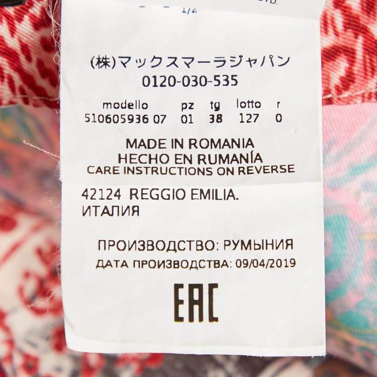 Pre Owned Weekend Max Mara Multicolor Printed Satin Pleated Midi Duccio Skirt S
