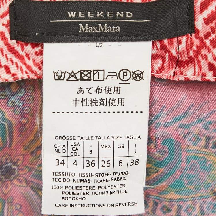 Pre Owned Weekend Max Mara Multicolor Printed Satin Pleated Midi Duccio Skirt S