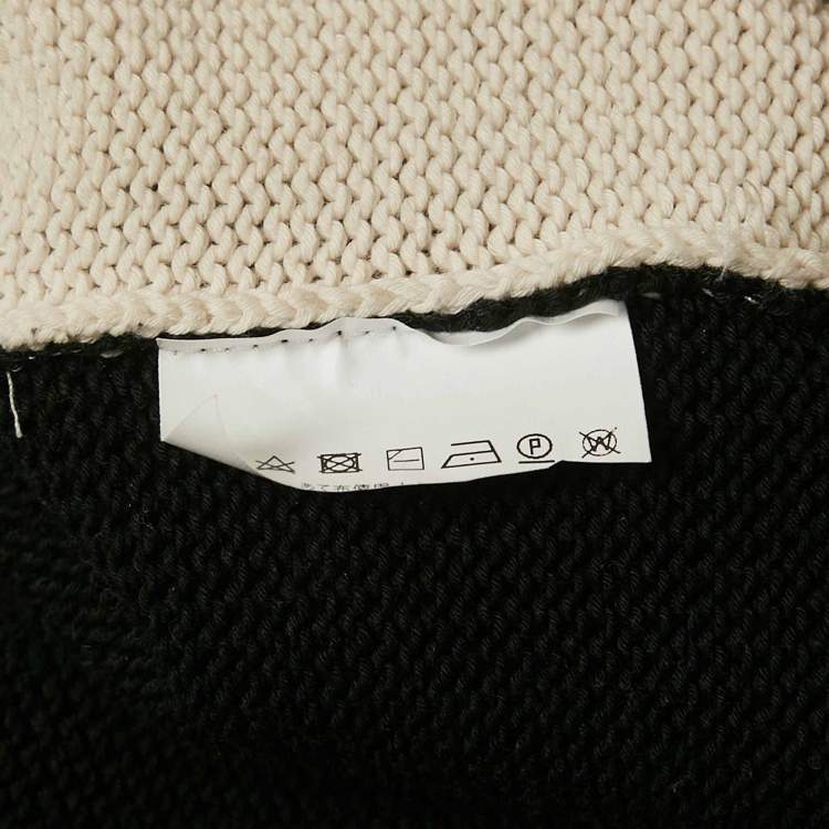 Pre Owned Weekend Max Mara Black/Off-White Intarsia Knit Long Sleeve Sweater L