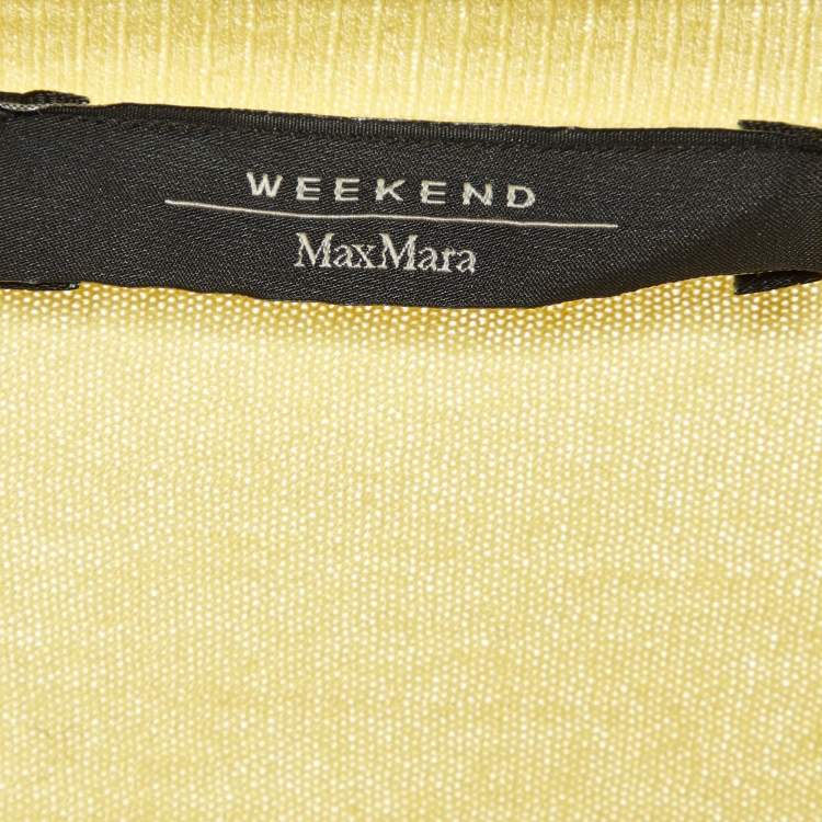 Pre Owned Weekend Max Mara Yellow Knit Cropped Cardigan M