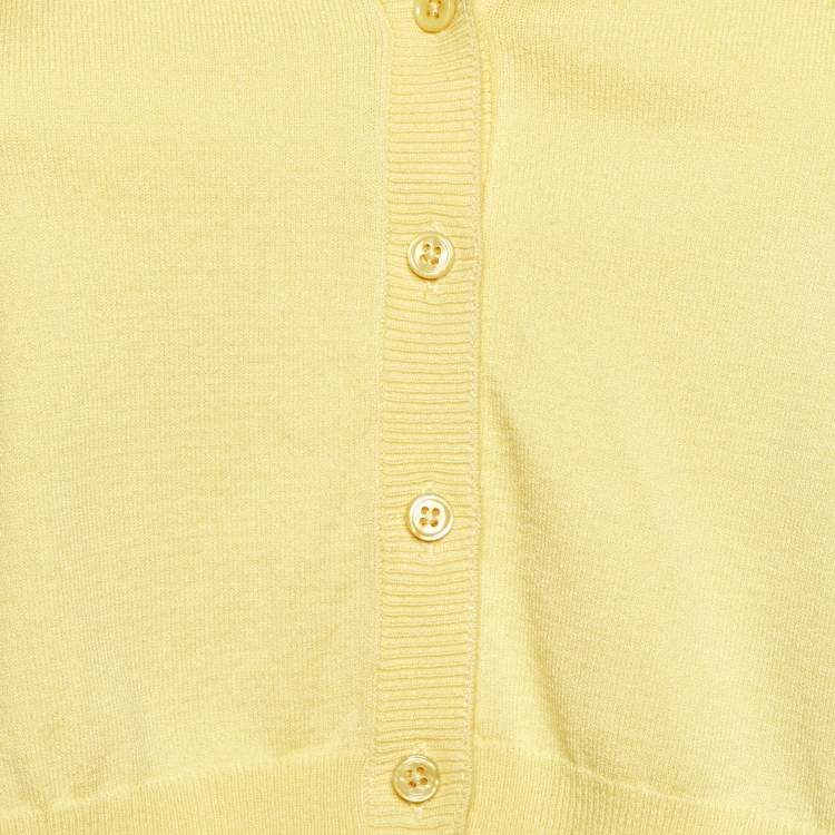 Pre Owned Weekend Max Mara Yellow Knit Cropped Cardigan M