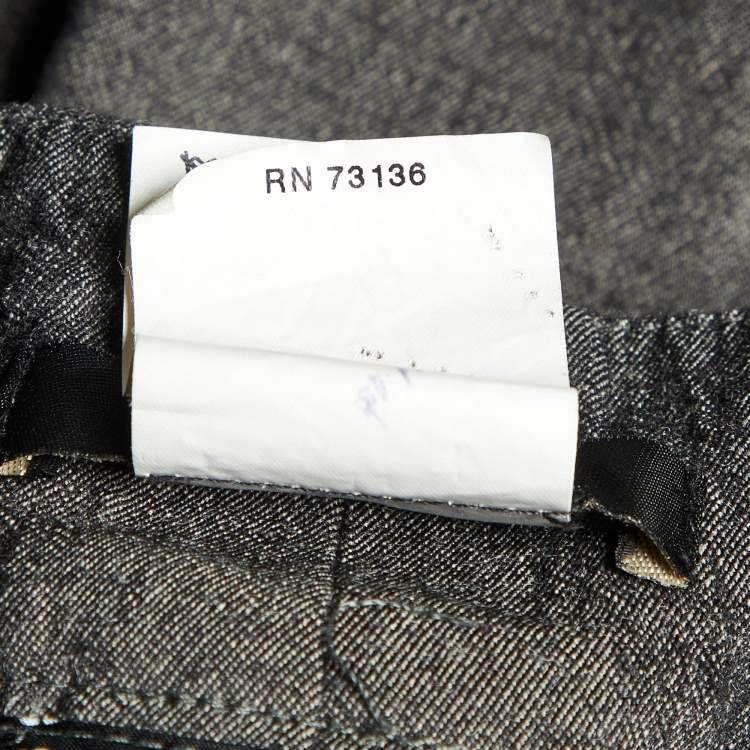 Pre Owned Weekend Max Mara Charcoal Grey Wool & Lace Detail Mini Skirt M