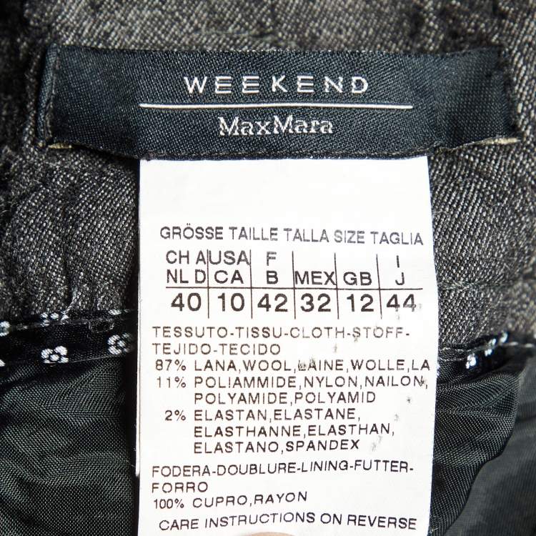 Pre Owned Weekend Max Mara Charcoal Grey Wool & Lace Detail Mini Skirt M