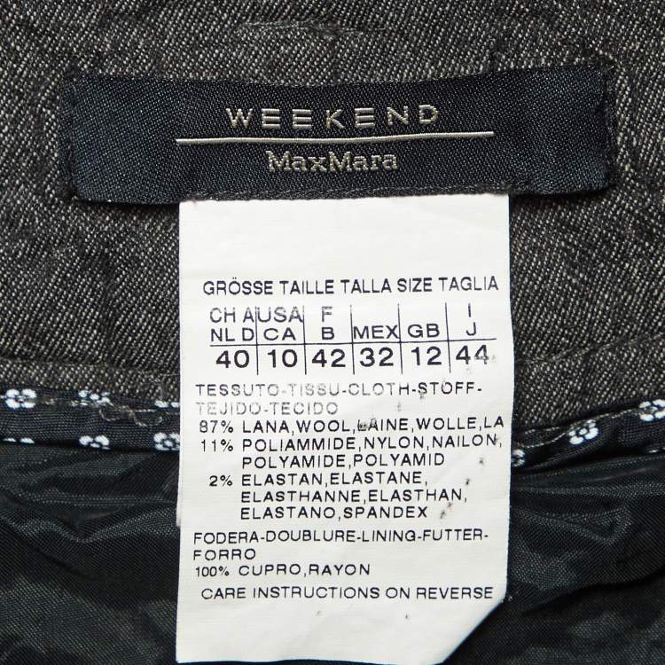 Pre Owned Weekend Max Mara Charcoal Grey Wool & Lace Detail Mini Skirt M