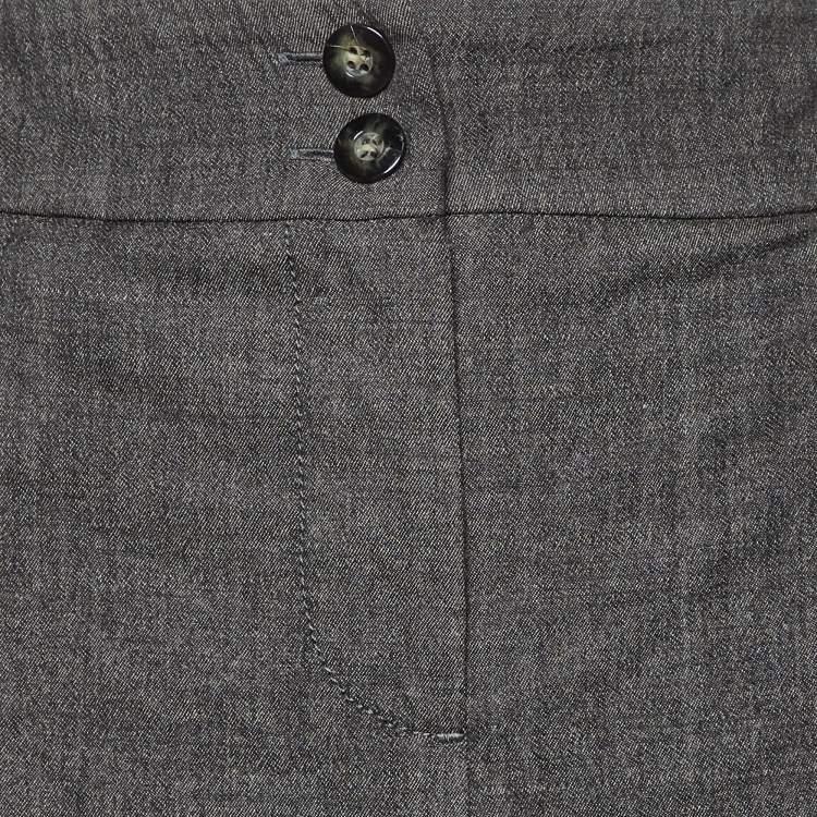 Pre Owned Weekend Max Mara Charcoal Grey Wool & Lace Detail Mini Skirt M